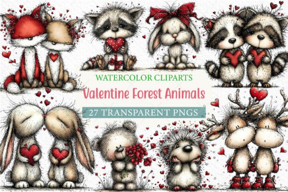 Download Watercolor Valentine Forest Animals Png - Forest animals png Collection