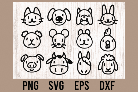Download Doodle Animal Face Cut Files | PNG, SVG - Premium Resources