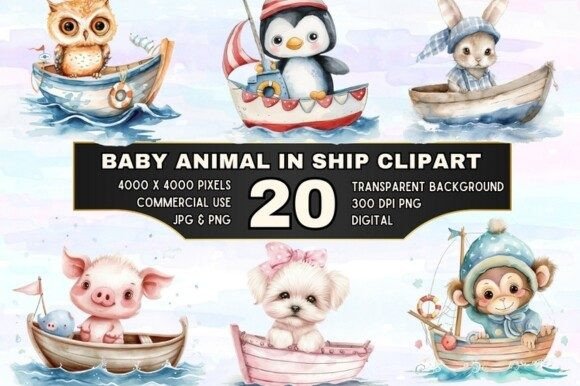 Download 20 Nautical Critters Clipart Bundle - Nautical Collection