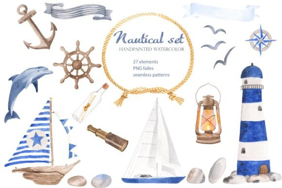 Download Nautical Set Watercolor - Nautical Collection