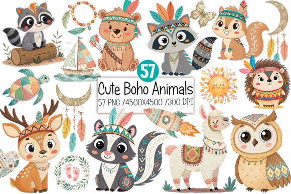 Download Boho Baby Clipart Bundle Boho Animals - Premium Resources
